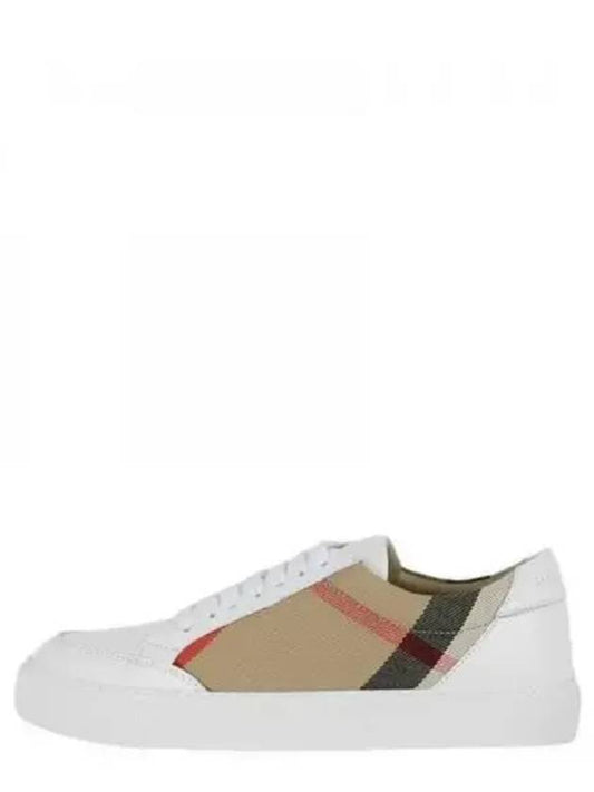 House Check Leather Sneakers Optic White - BURBERRY - BALAAN 2