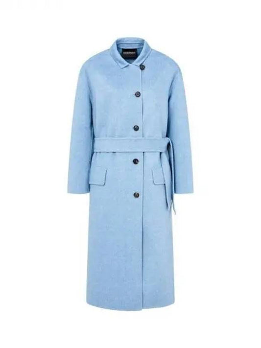 Women s Soft Wool Belted Single Coat Blue 270105 - EMPORIO ARMANI - BALAAN 1