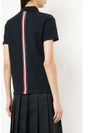 Classic Pique Center Back Stripe Relaxed Fit Short Sleeve Polo Shirt Navy - THOM BROWNE - BALAAN 6