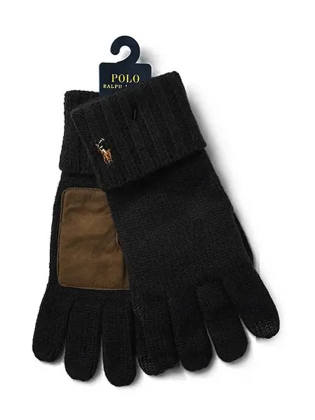 Signature Pony Merino Wool Touchscreen Gloves Black - POLO RALPH LAUREN - BALAAN 5