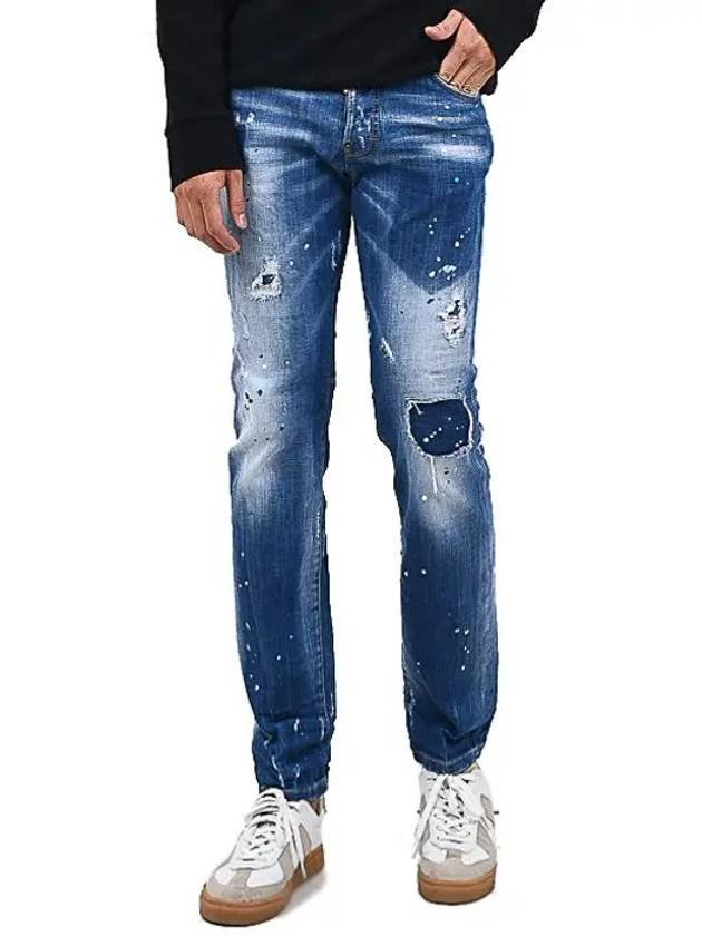 Disaddem Blue Washed City Biker Jeans S74LB0321 - DSQUARED2 - BALAAN 1