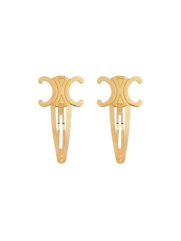 Triomphe Snap Brass Steel Hair Clip Gold Set Of 2 - CELINE - BALAAN 3