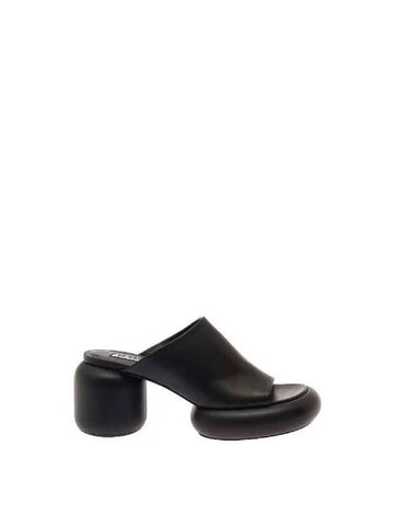 Black Calfskin Block Mule Sandal Heel J15WP0072P5269 001 - JIL SANDER - BALAAN 1