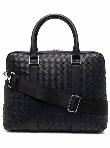 Intrecciato Leather Brief Case Black - BOTTEGA VENETA - BALAAN 1