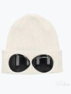 Goggle Detail Ribbed Beanie White - CP COMPANY - BALAAN 2