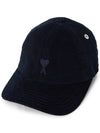 De Coeur Tone-On-Tone Embroidery Corduroy Ball Cap Navy - AMI - BALAAN 1