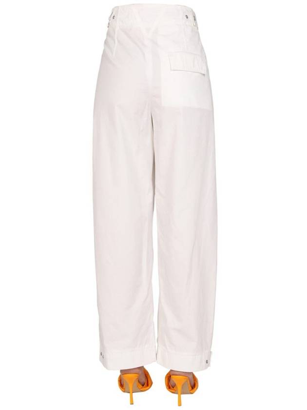 Women's Compact Cotton Wide Pants White - BOTTEGA VENETA - BALAAN 5