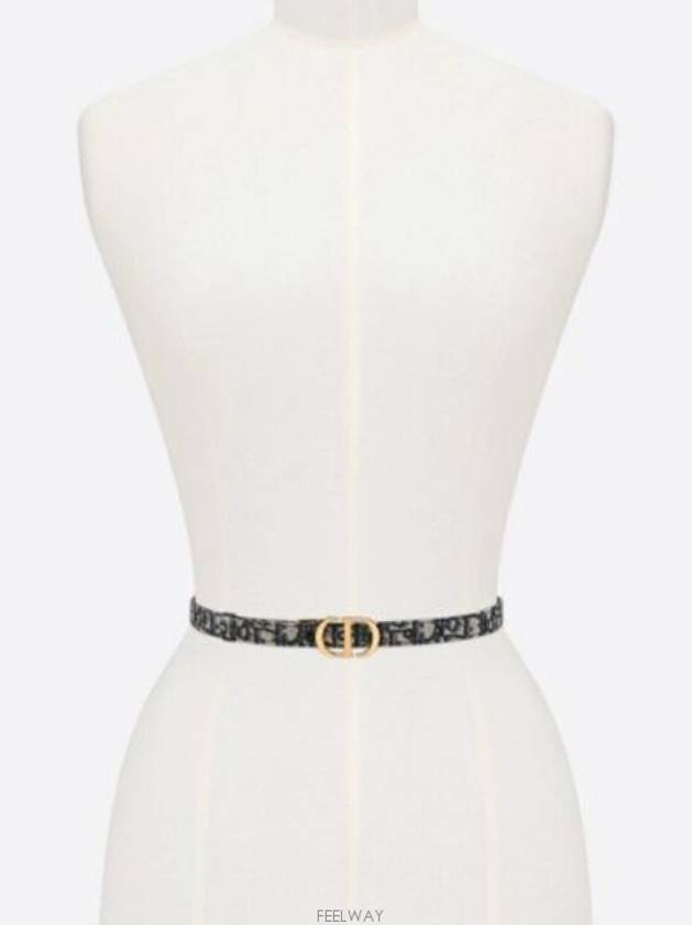 30 Montaigne Gold Hardware Jacquard Reversible Leather Belt Black Blue - DIOR - BALAAN 7