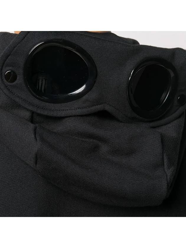 Diagonal Fleece Goggles Half Zip Up Brushed Hood Black - CP COMPANY - BALAAN.