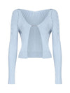 La Maille Pralu Longue Micro Charm Logo Cardigan Light Blue - JACQUEMUS - BALAAN 1