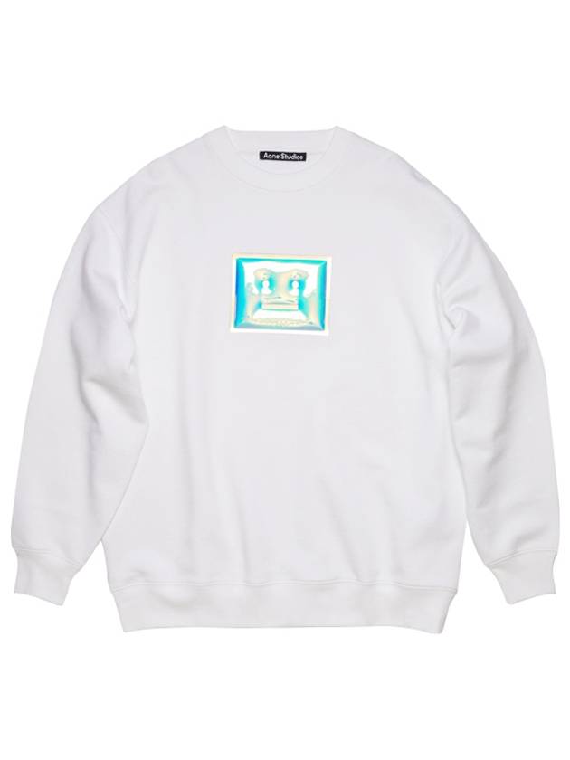 Metallic Face Patch Overfit Sweatshirt White - ACNE STUDIOS - BALAAN 2