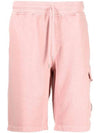 Cotton Fleece Cargo Shorts Pink - CP COMPANY - BALAAN 1