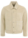 Button Suede Jacket Beige - AMI - BALAAN 3