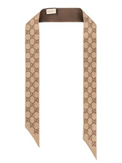 Silk Print Scarf Brown Beige - GUCCI - BALAAN 2