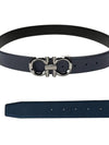 Gancini Buckle Reversible Leather Belt Black Navy - SALVATORE FERRAGAMO - BALAAN 4