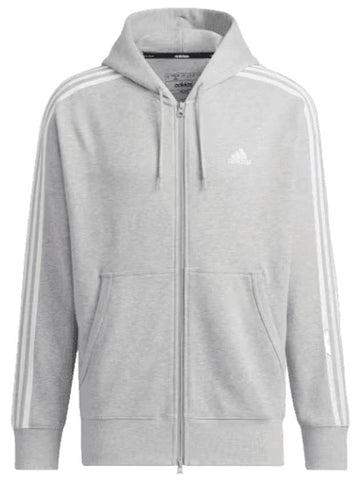 Essential 3 Stripes French Terry Zip Up Hoodie Grey - ADIDAS - BALAAN 1