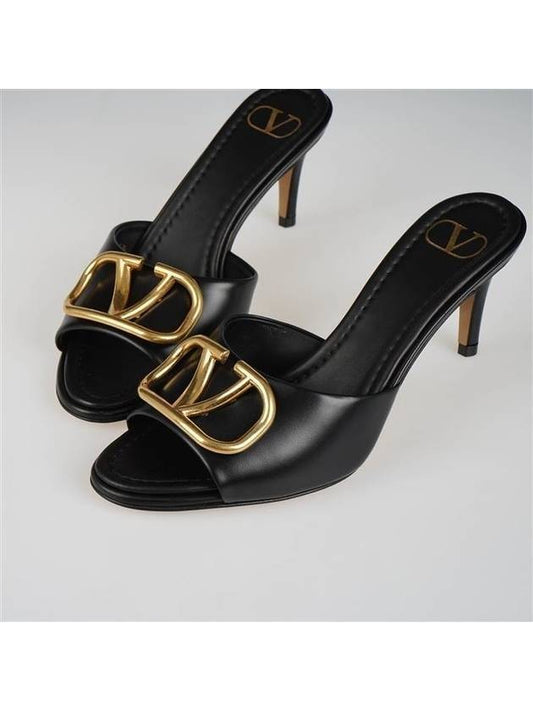 V LOGO Mule Sandals Black W2S0EL1DSH 0NO Heel 7cm - VALENTINO - BALAAN 1