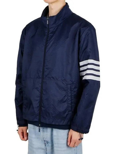 4 Bar Stripe Ripstop Zip-up Jacket Blue - THOM BROWNE - BALAAN 2