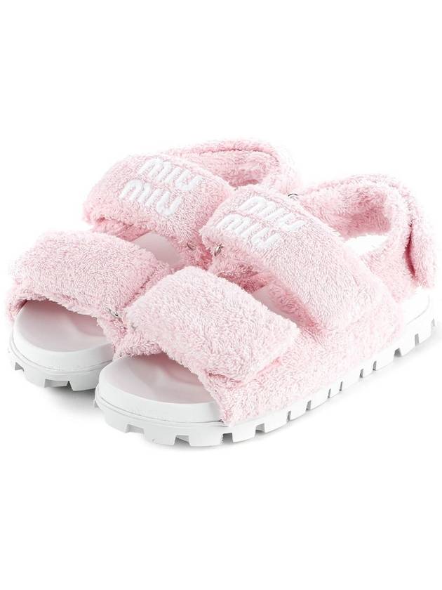 Women's Terry Cloth Logo Sandals Pink - MIU MIU - BALAAN 2