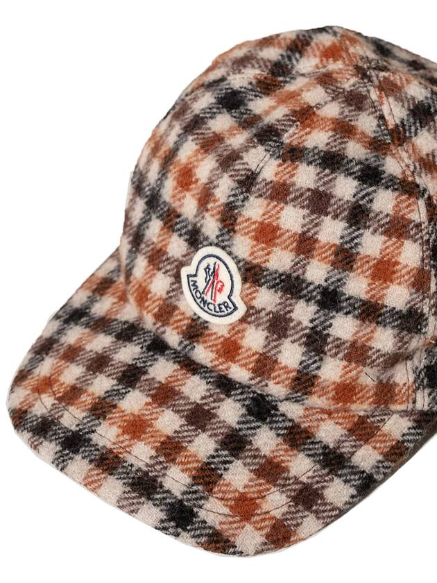 Houndstooth Logo Wool Base Ball Cap Brown - MONCLER - BALAAN 4