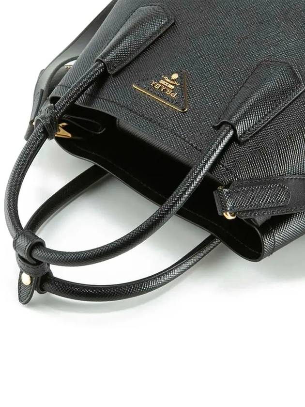 Double Saffiano Leather Mini Bag Black - PRADA - BALAAN 5