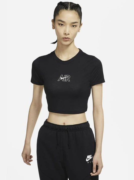 Air Slim Fit Crop Short Sleeve T-Shirt Black - NIKE - BALAAN 2