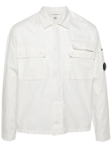 Gabardine Long Sleeve Shirt White - CP COMPANY - BALAAN 1