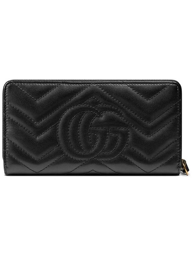 GG Marmont Chevron Matelasse Zipper Around Long Wallet Black - GUCCI - BALAAN 3