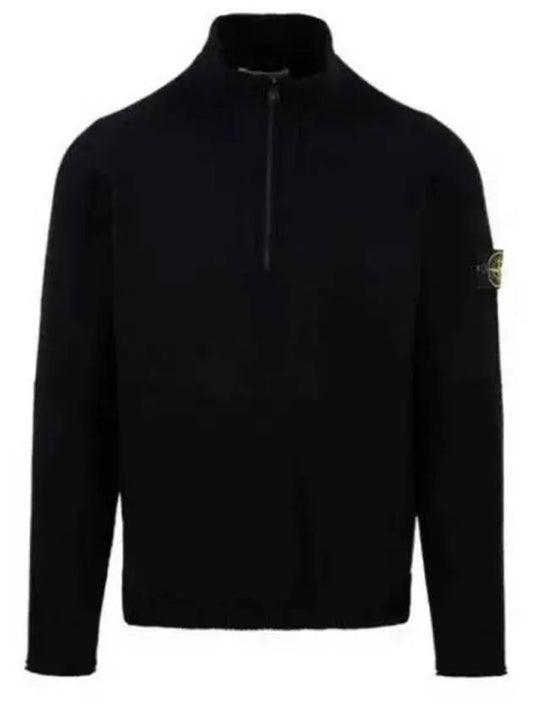 Wappen Patch Lambswool Half-Zip Knit Top Black - STONE ISLAND - BALAAN 2