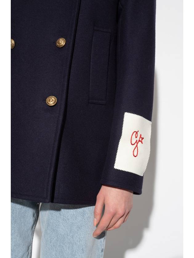 Women's Logo Patch Breasted Peacoat Dark Blue - GOLDEN GOOSE - BALAAN 6