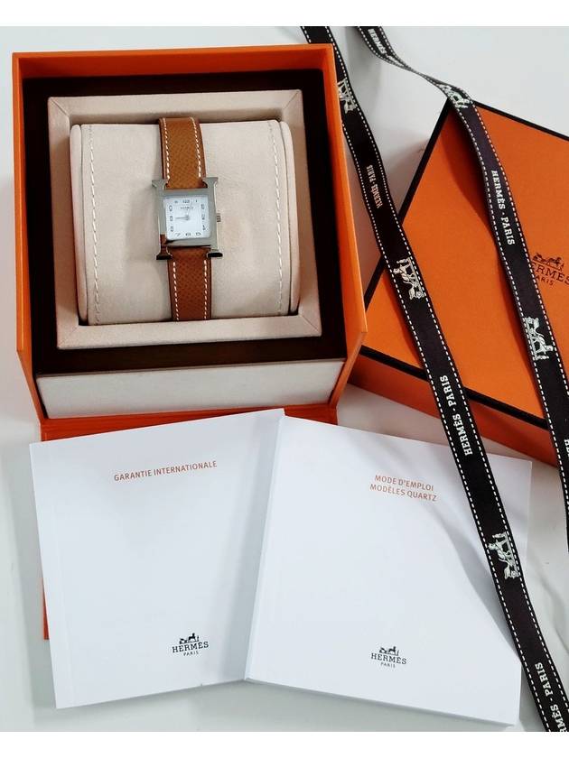 Heure H Leather Band Watch Brown - HERMES - BALAAN 4