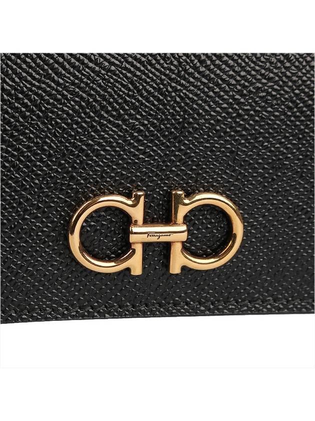 Gancini Compact Half Wallet Black - SALVATORE FERRAGAMO - BALAAN 7