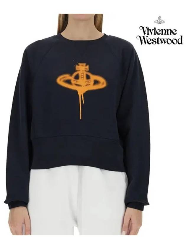 Spray ORB Logo Sweatshirt Navy - VIVIENNE WESTWOOD - BALAAN 5