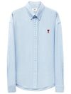 Heart Logo Boxy Fit Button Long Sleeve Shirt Sky Blue - AMI - BALAAN 2