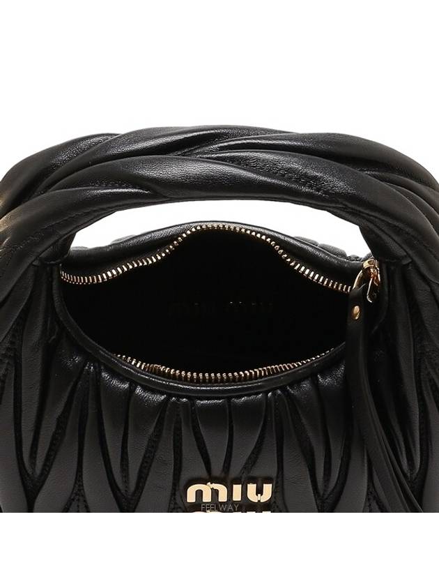 Wander Matelasse Nappa Leather Hobo Mini Bag Black - MIU MIU - BALAAN 3