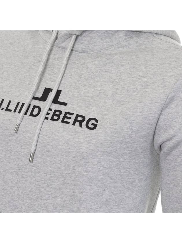 Alpha Logo Print Hoodie Light Grey Melange - J.LINDEBERG - BALAAN 4