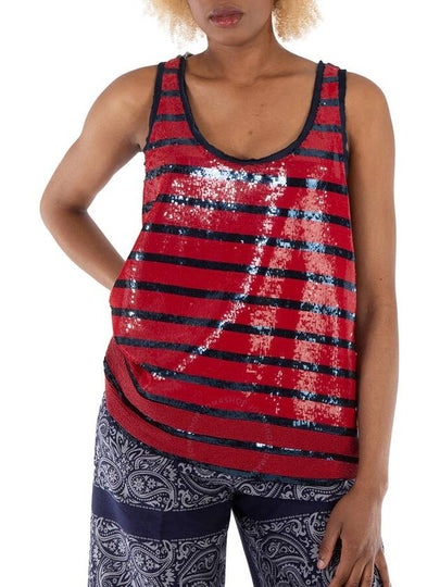 Women's Sequinade Striped Tech Fabric Tank Sleeveless Red - POLO RALPH LAUREN - BALAAN 2