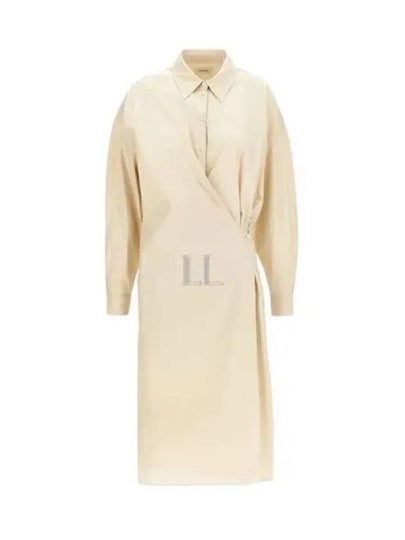 Straight Collar Twisted Long Dress Cream - LEMAIRE - BALAAN 2