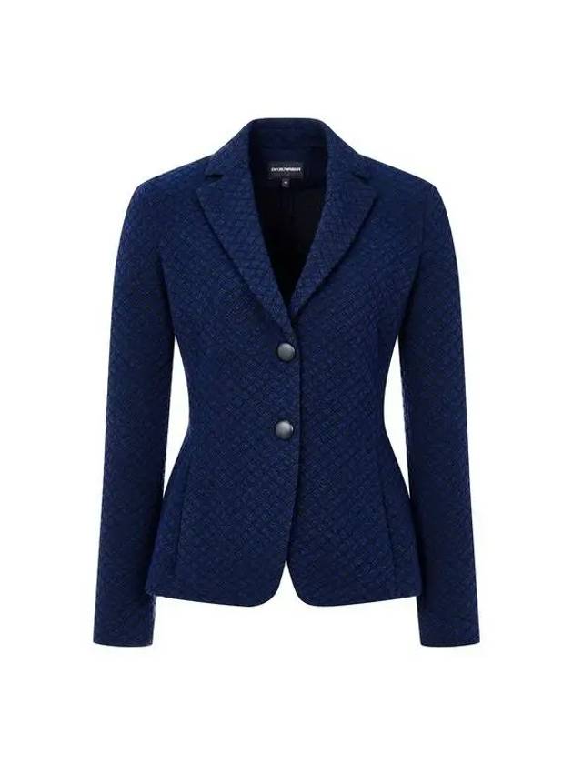 Women s Easy Textured Single Jacket Navy - EMPORIO ARMANI - BALAAN 1