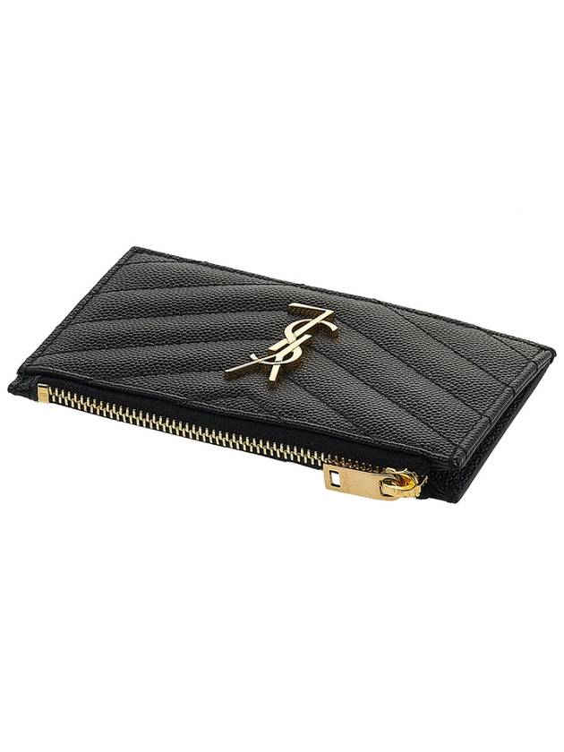 Monogram Fragment Zipper Card Wallet Black - SAINT LAURENT - BALAAN 5