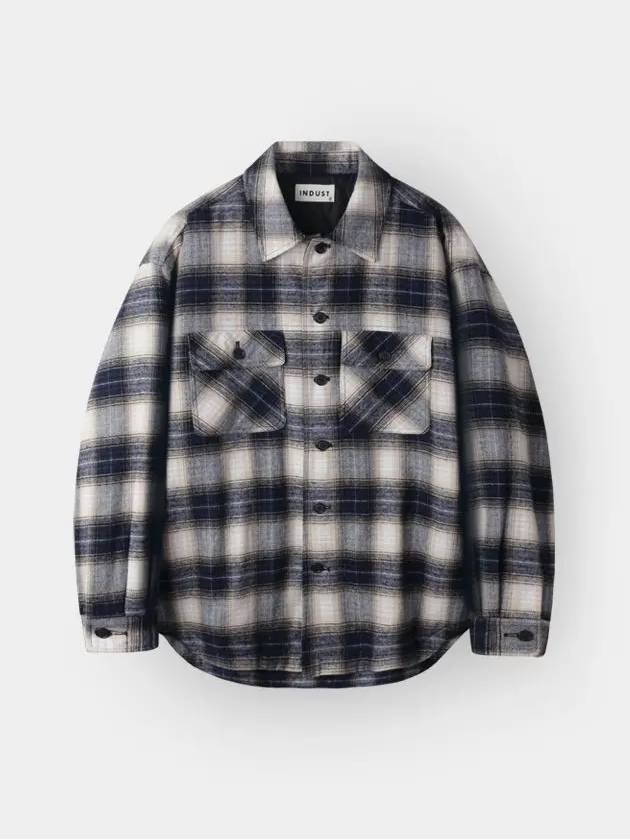 Ombre Check Quilted Shirt Jacket Navy - INDUST - BALAAN 10