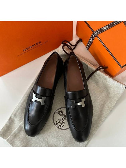 Paris Loafers Goatskin Palladium Noir - HERMES - BALAAN 2