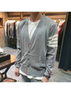 Men's Sustainable Classic Diagonal Wool Cardigan Pale Grey - THOM BROWNE - BALAAN 4