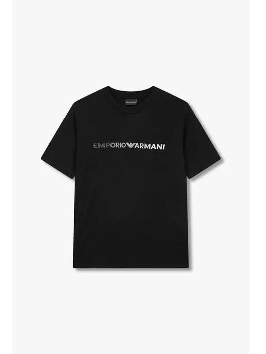 Men s Embroidered Logo Crewneck T Shirt Black - EMPORIO ARMANI - BALAAN 1