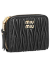 Matelasse Logo Zip Around Half Wallet Black - MIU MIU - BALAAN 2