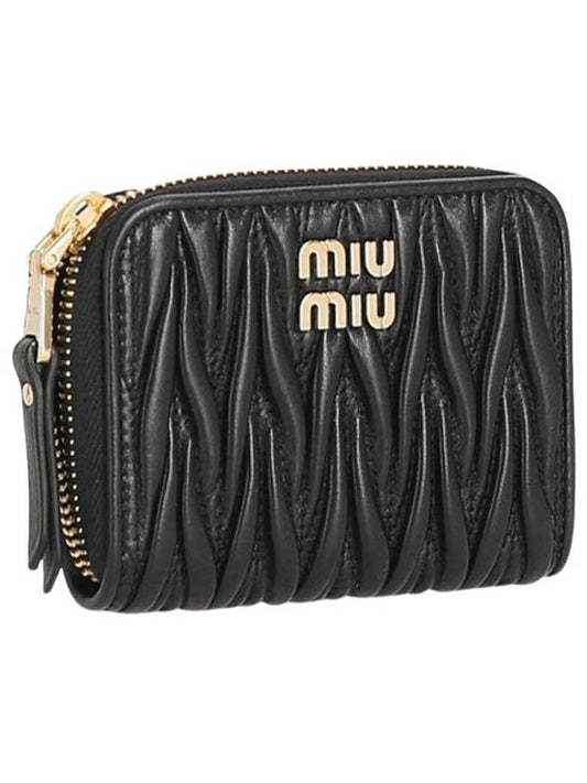 Matelasse Logo Half Wallet Black - MIU MIU - BALAAN 2