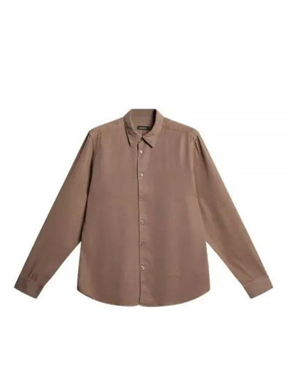 Slim Comfort Tencel Long Sleeve Shirt Walnut - J.LINDEBERG - BALAAN 2