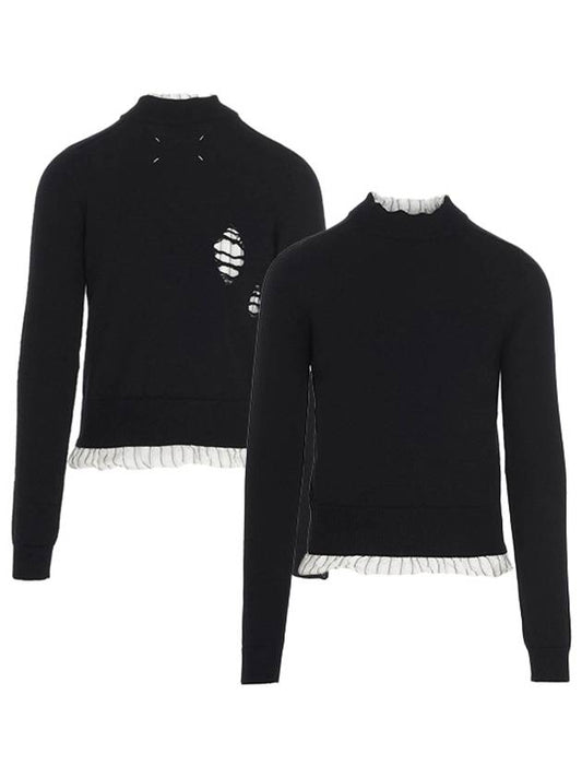 Vintage Layered Damage Wool Knit Top Black - MAISON MARGIELA - BALAAN 2