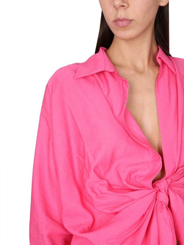 Le Chemise Bahia Tied Sash Shirt Pink - JACQUEMUS - BALAAN 5