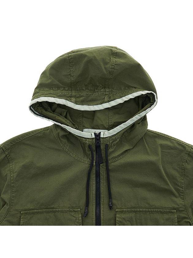 Wappen Patch Old Treatment Hooded Zip Up Olive Green - STONE ISLAND - BALAAN 4